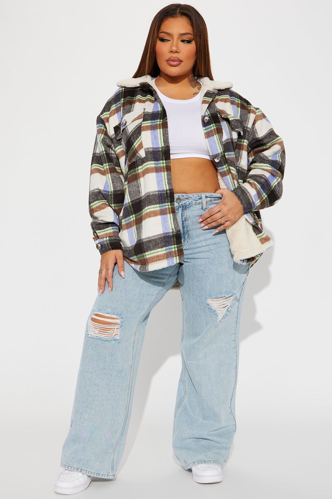 Down The Line Plaid Shacket - Purple/combo sold by Fashion Nova product image thumbnail 5