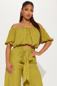 Take Me On A Vacay Pant Set - Chartreuse sold by Fashion Nova