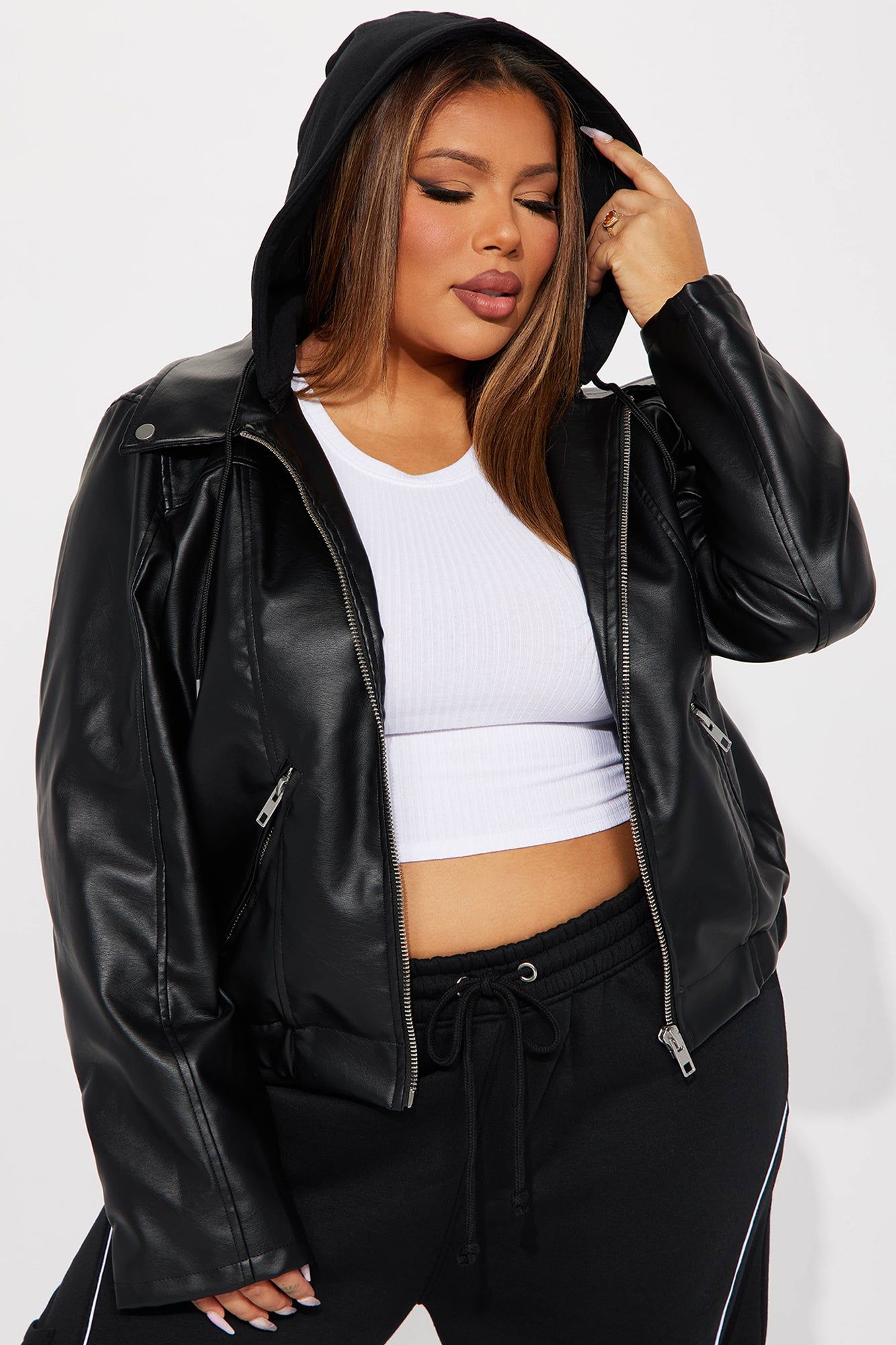 Adoring You Faux Leather Bomber Jacket - Black sold by Fashion Nova product image thumbnail 4