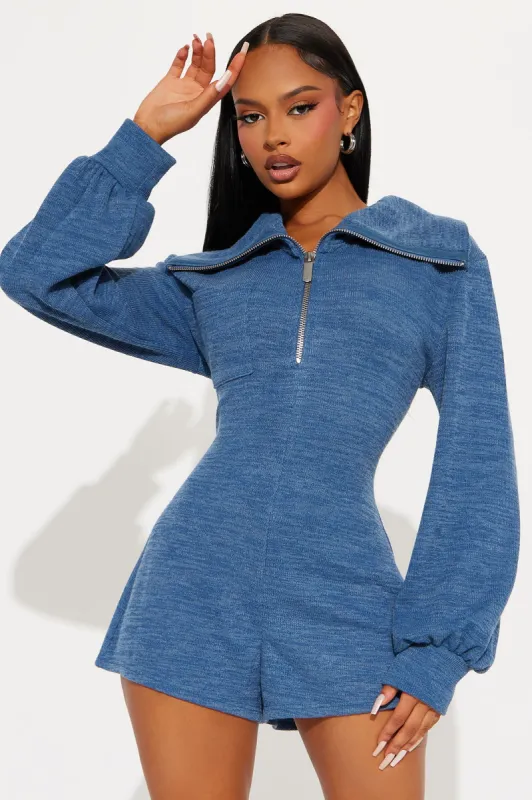 Next To You Sweater Romper - Blue sold by Fashion Nova