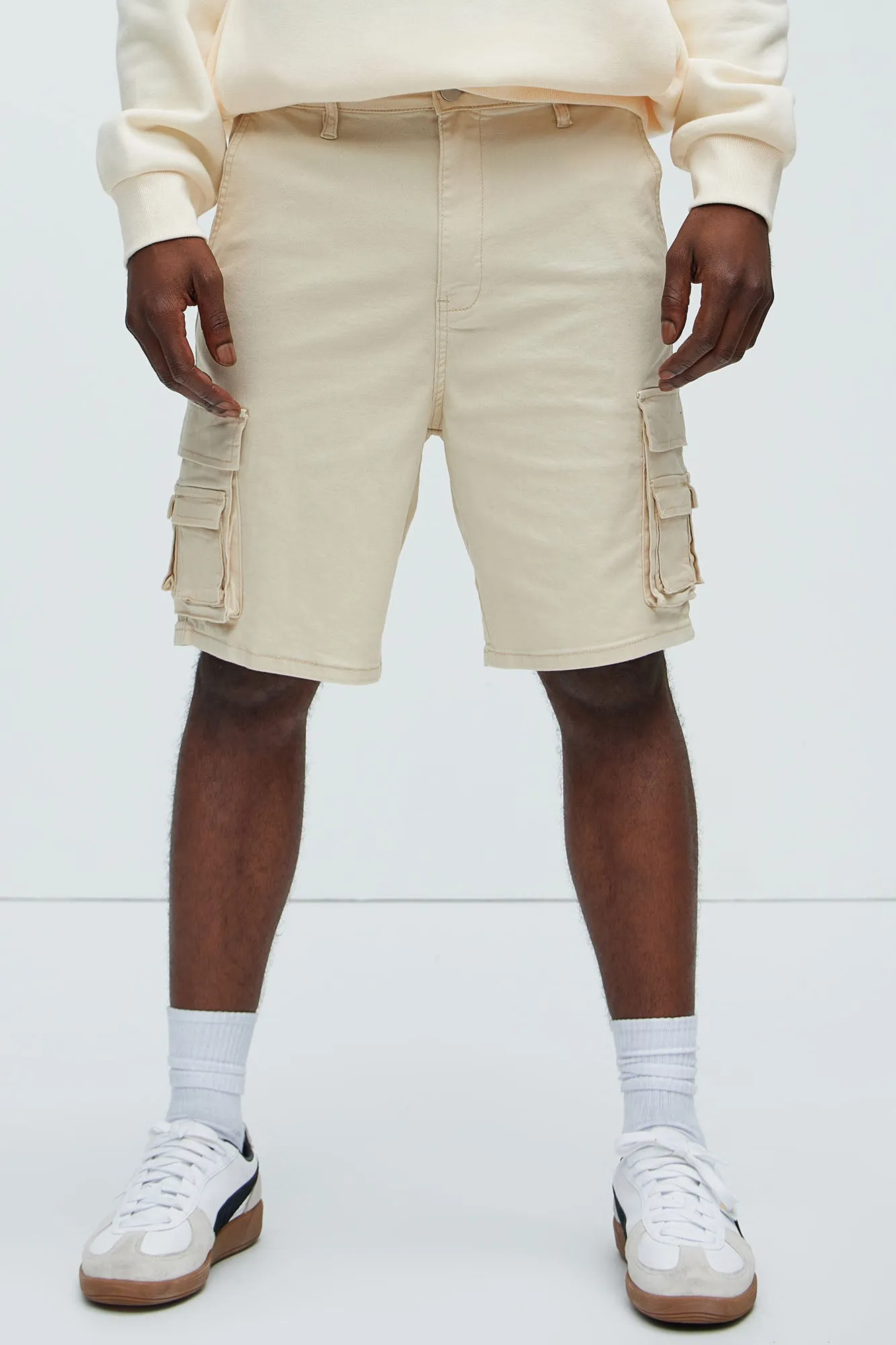 Landon Relaxed Cargo Shorts - Cream sold by Fashion Nova