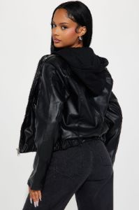 Adoring You Faux Leather Bomber Jacket - Black sold by Fashion Nova