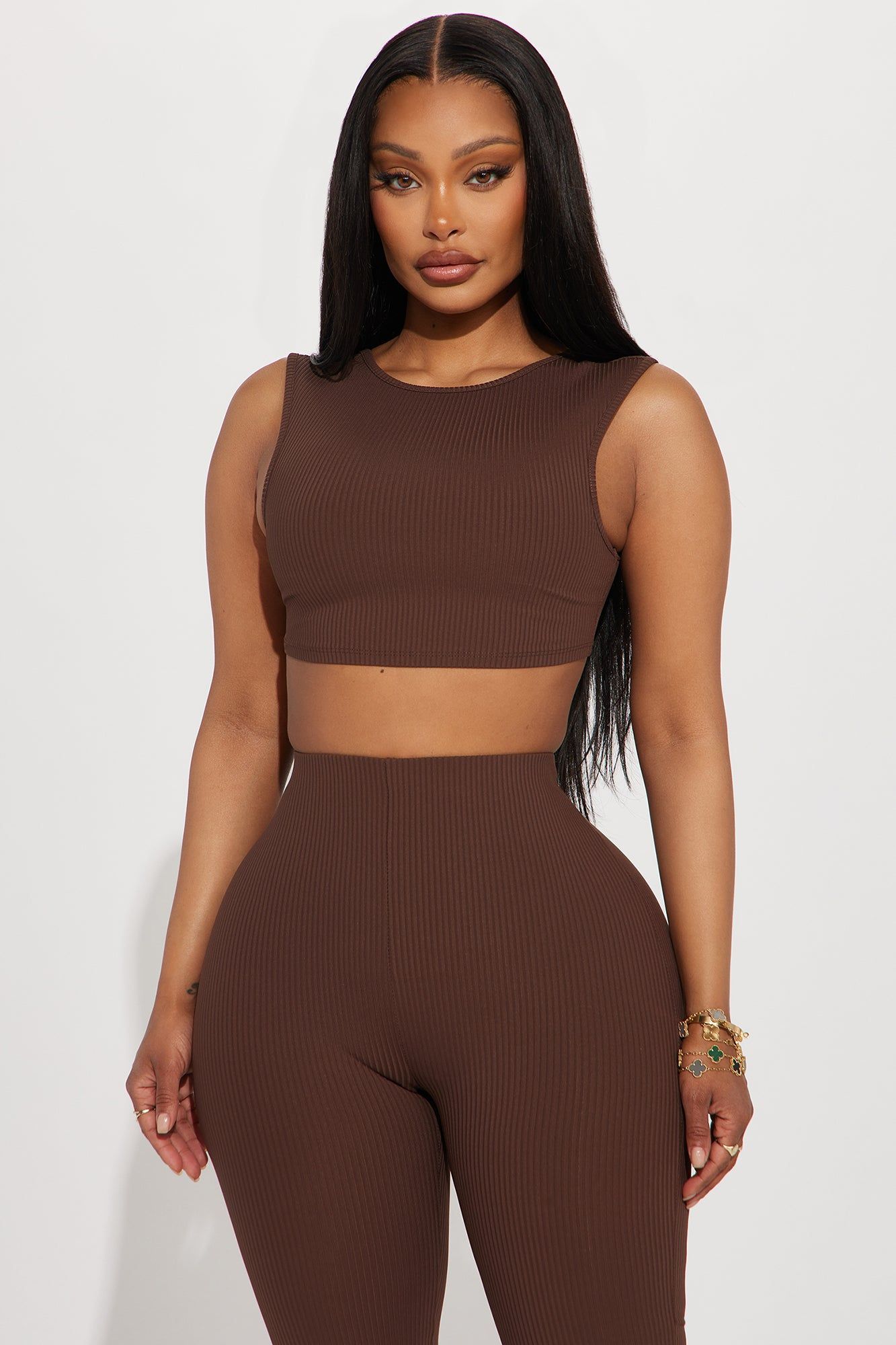 Hold Position Ribbed Active Top - Brown sold by Fashion Nova