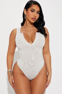 Running Errands Ribbed Bodysuit - Stone sold by Fashion Nova
