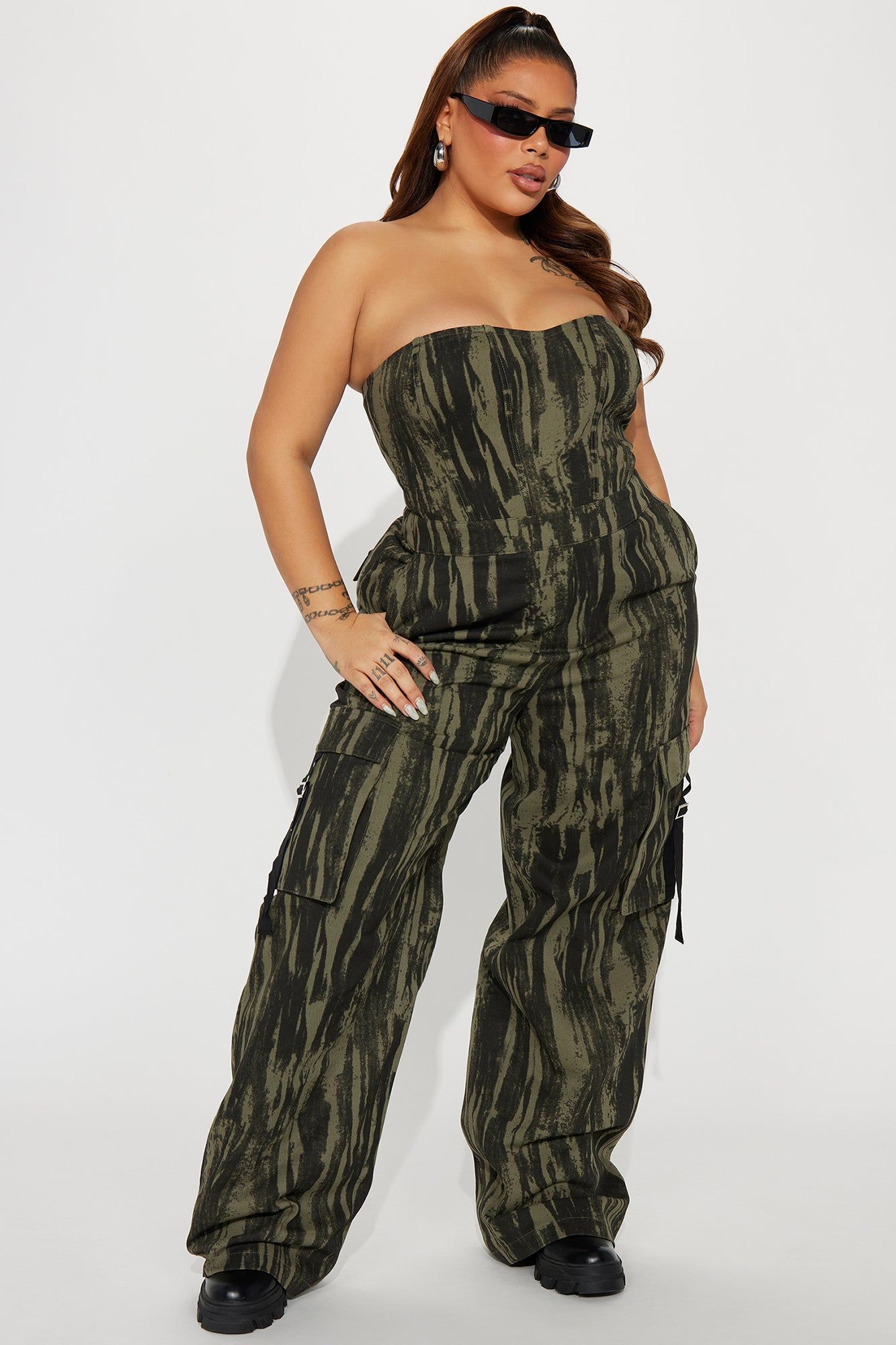We Are Young Jumpsuit - Olive/combo sold by Fashion Nova product image thumbnail 4
