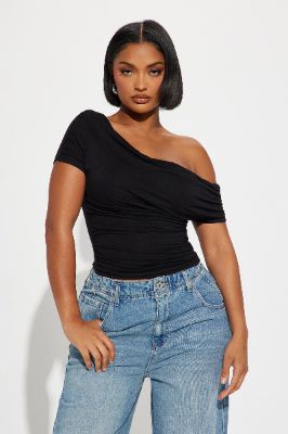 Oksana One Shoulder Top - Black sold by Fashion Nova