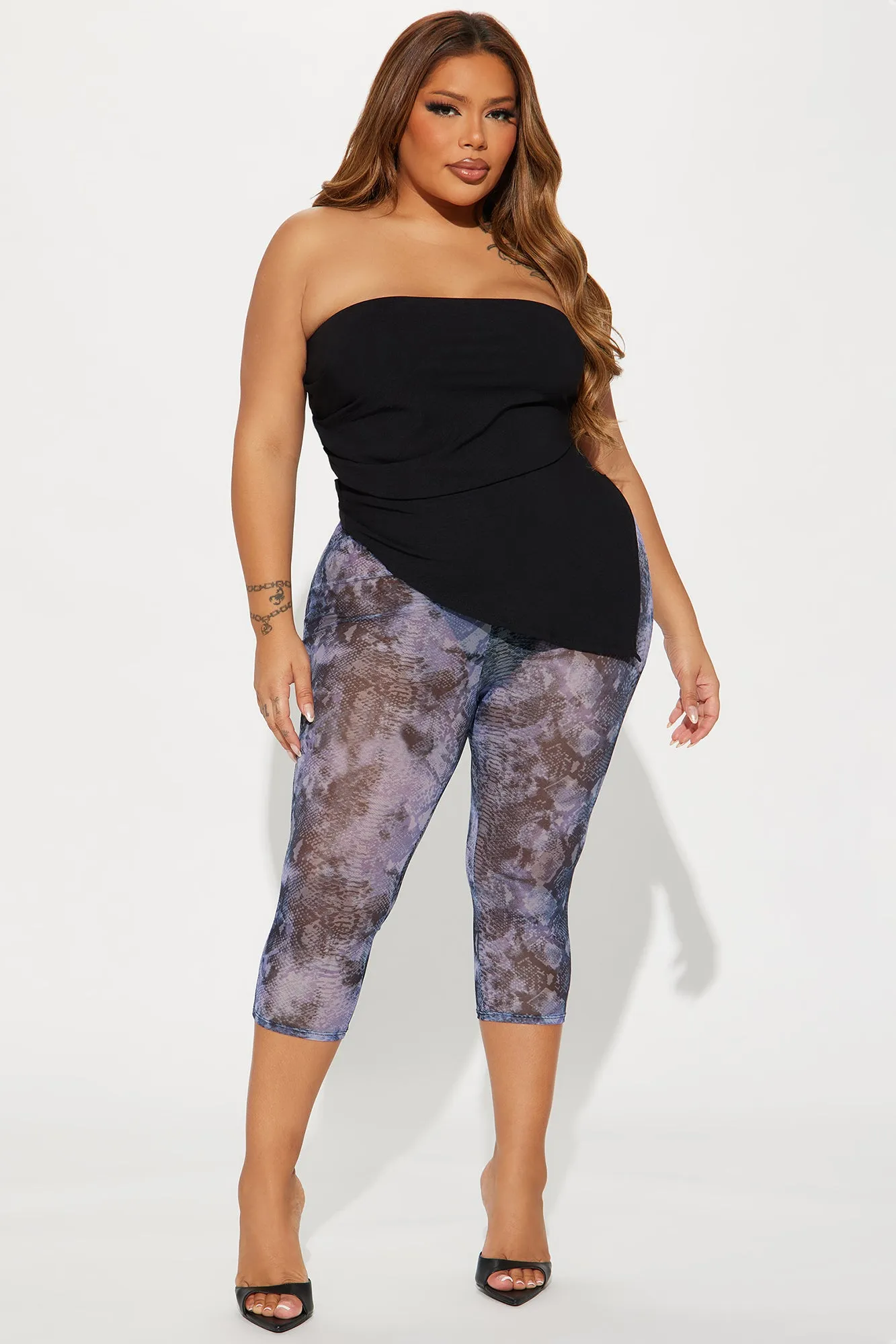 Up All Night Mesh Capri Legging - Black/combo sold by Fashion Nova product image thumbnail 5