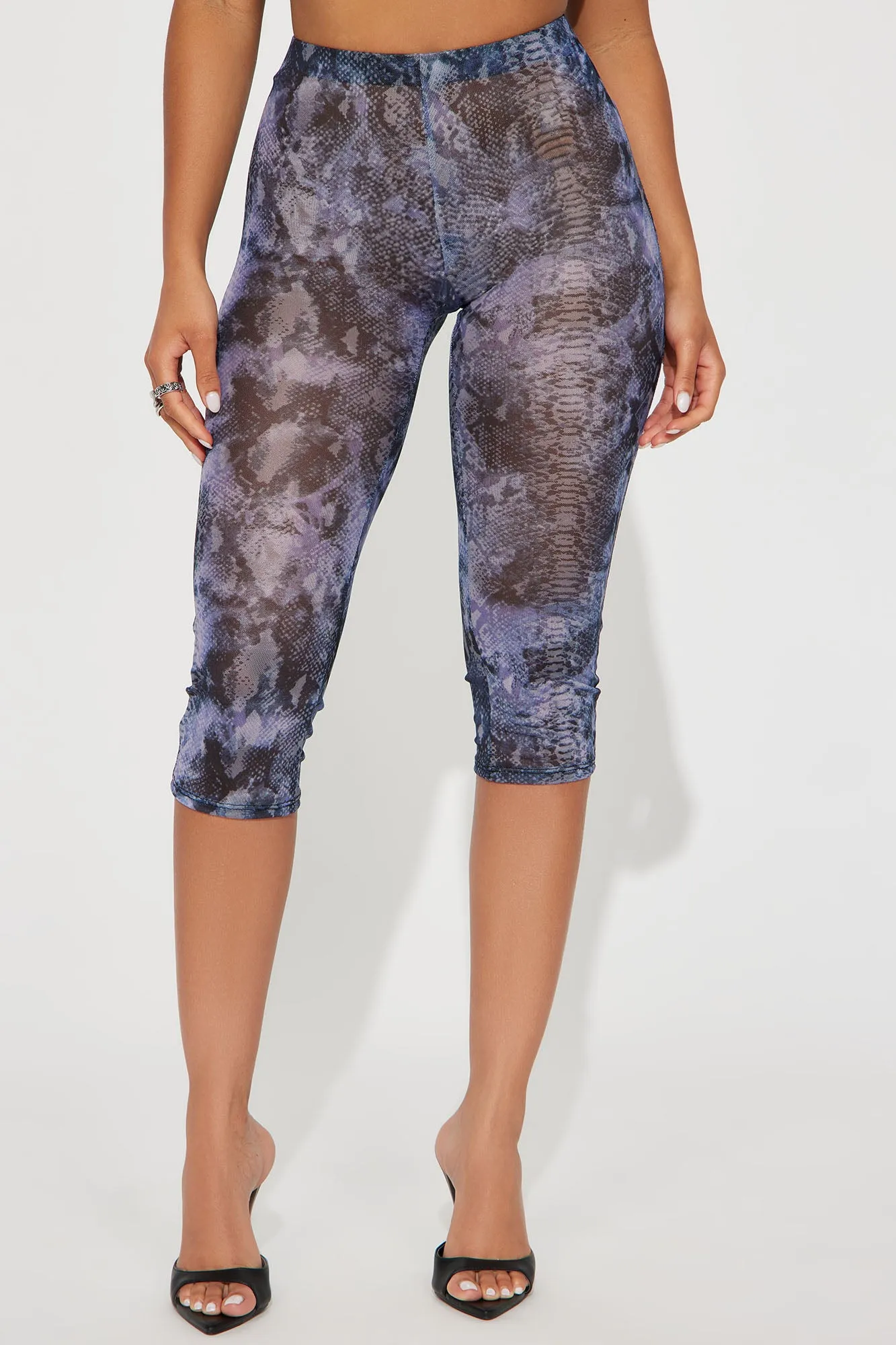 Up All Night Mesh Capri Legging - Black/combo sold by Fashion Nova