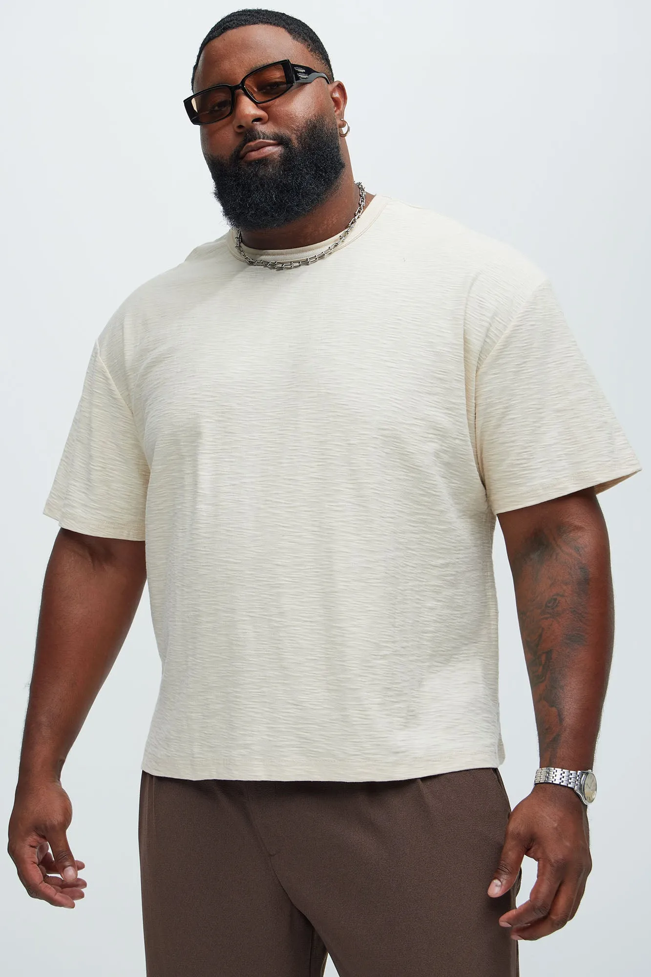 Asher Slub Texture Short Sleeve Tee - Oatmeal sold by Fashion Nova product image thumbnail 5