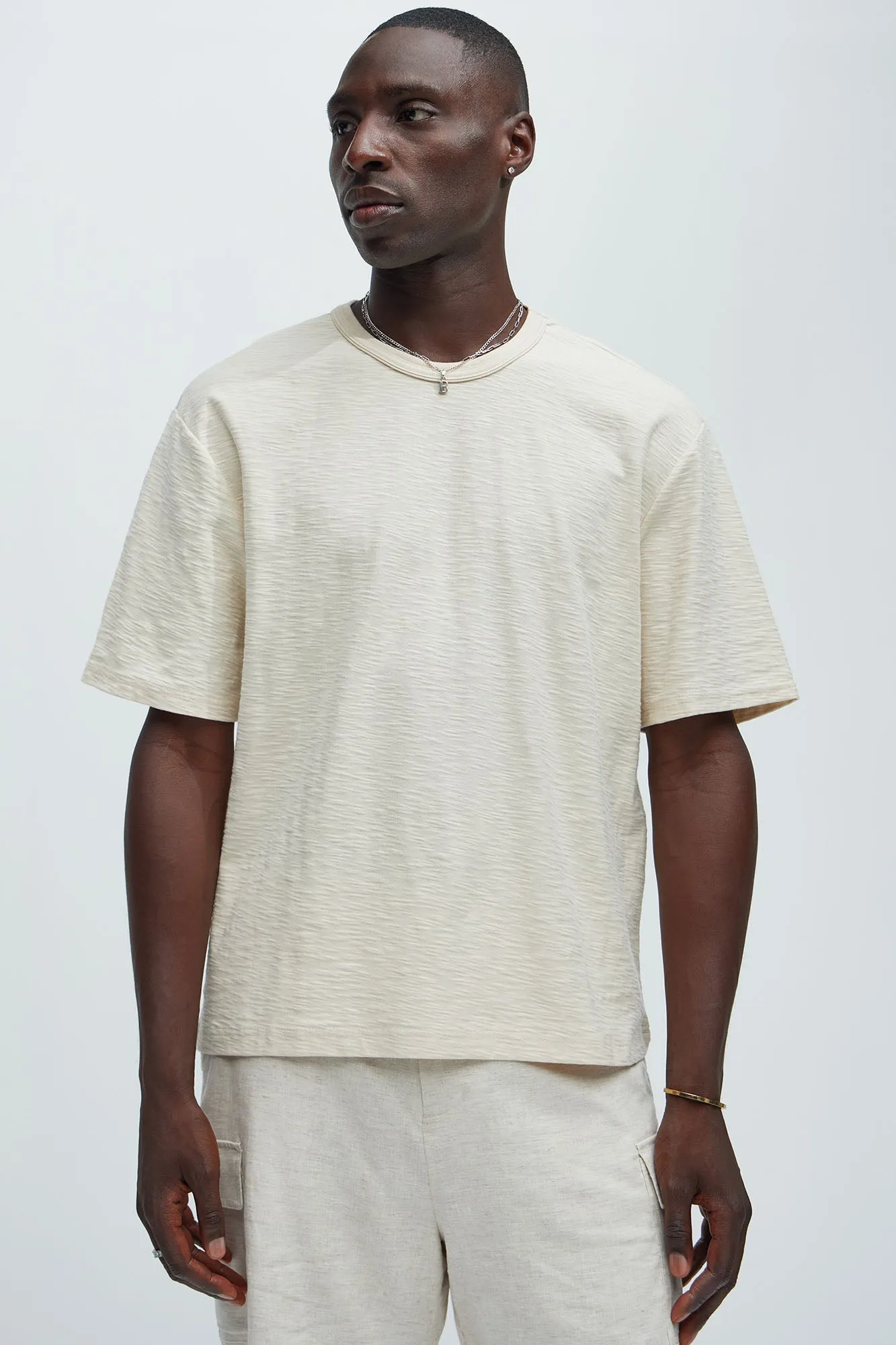 Asher Slub Texture Short Sleeve Tee - Oatmeal sold by Fashion Nova