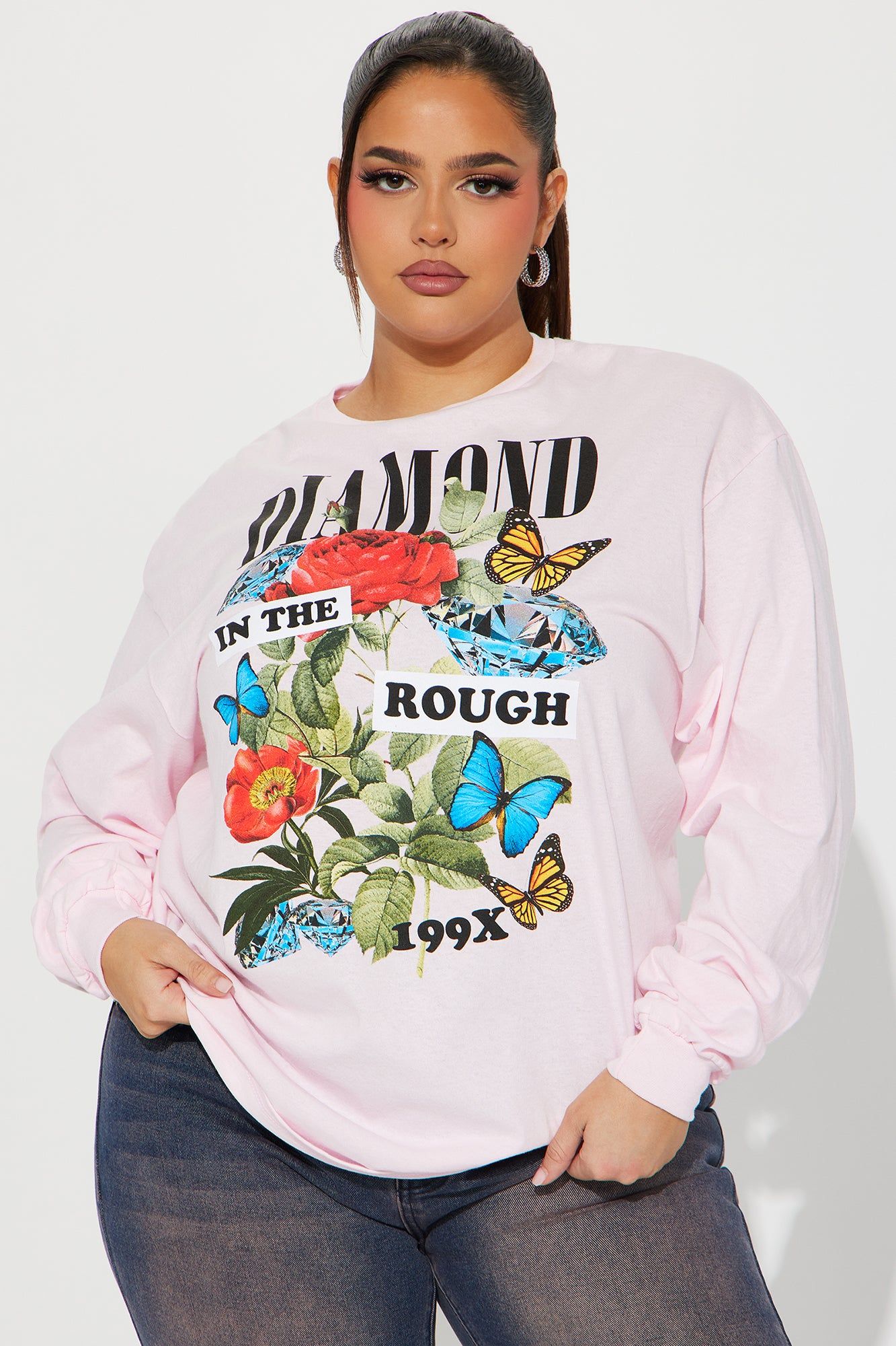 Diamond In The Rough Long Sleeve Tee - Pink sold by Fashion Nova product image thumbnail 5