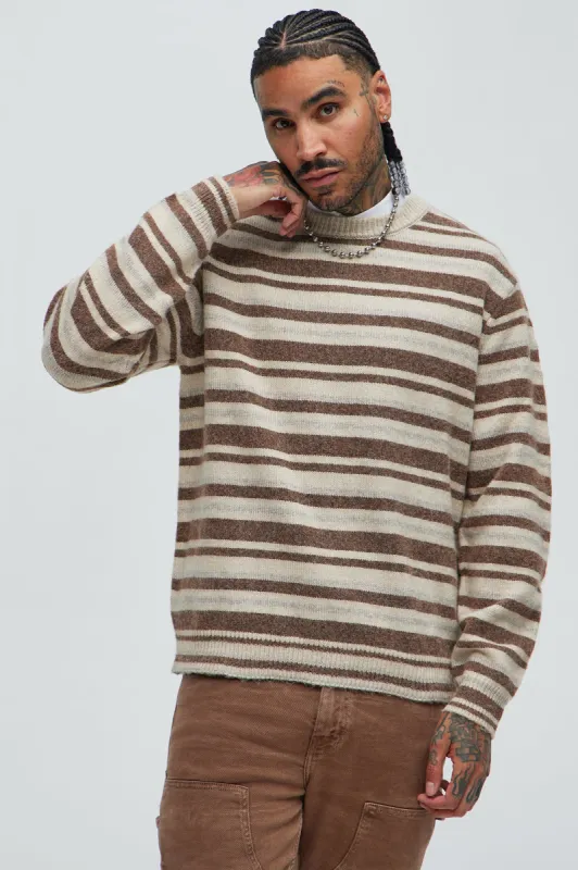 Lookin For Attention Striped Sweater - Brown/combo sold by Fashion Nova