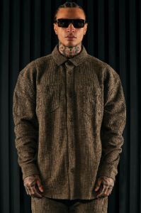 Dean Textured Long Sleeve Button Up Shirt - Brown sold by Fashion Nova