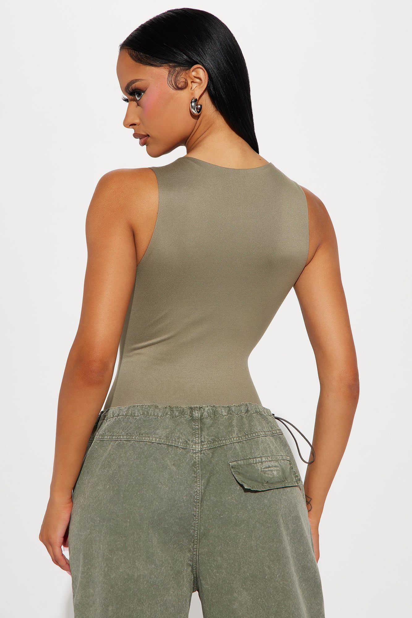 Poppy Sleeveless Bodysuit - Olive sold by Fashion Nova product image thumbnail 4