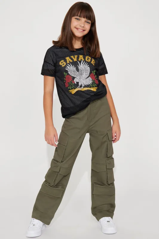 Mini Goody Two-Shoes Cargo Pant - Olive sold by Fashion Nova