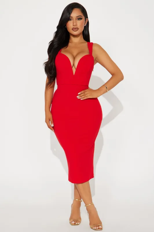 Adore You Midi Dress - Red sold by Fashion Nova