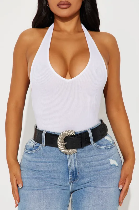 Shine Buckle Belt - Silver/Black sold by Fashion Nova