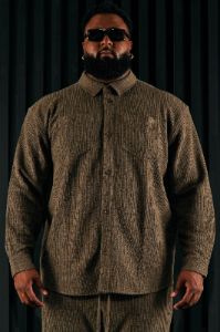 Dean Textured Long Sleeve Button Up Shirt - Brown sold by Fashion Nova