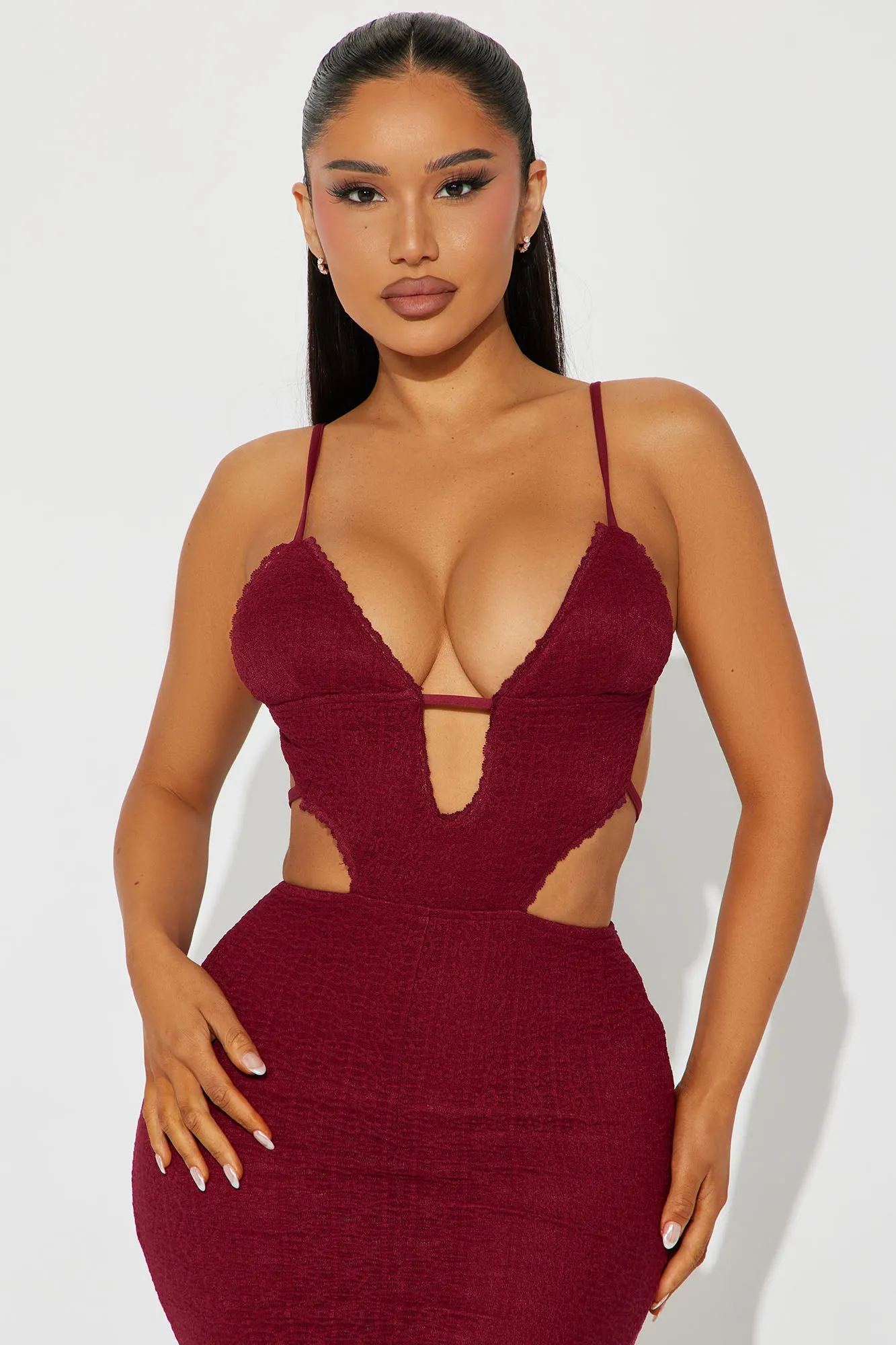 Rosie Lace Maxi Dress - Burgundy sold by Fashion Nova product image thumbnail 2