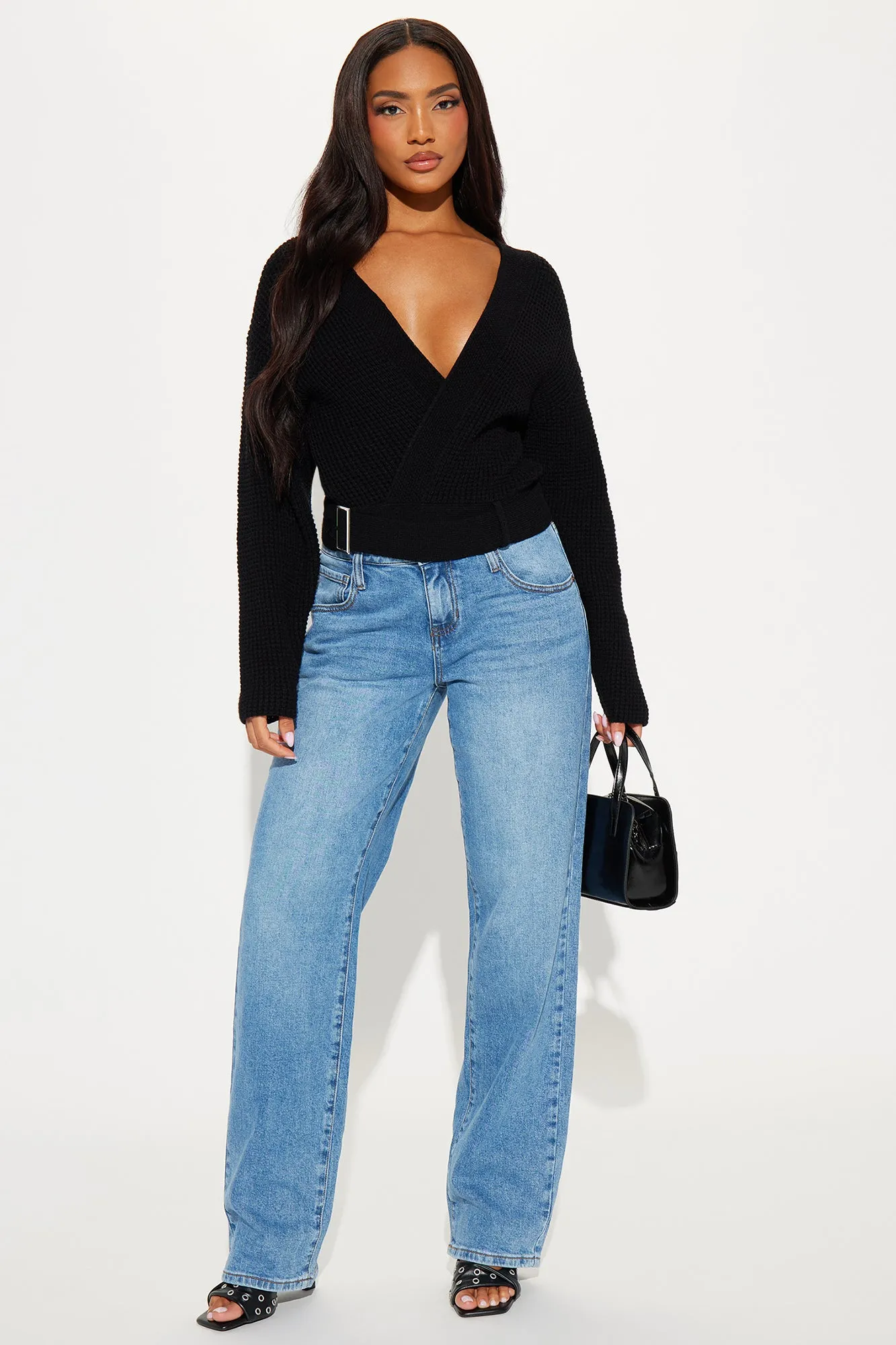 Falling In Love Surplice Sweater - Black sold by Fashion Nova product image thumbnail 2