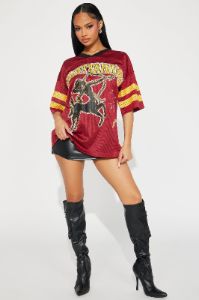 Sagittarius Love Jersey Top - Burgundy sold by Fashion Nova