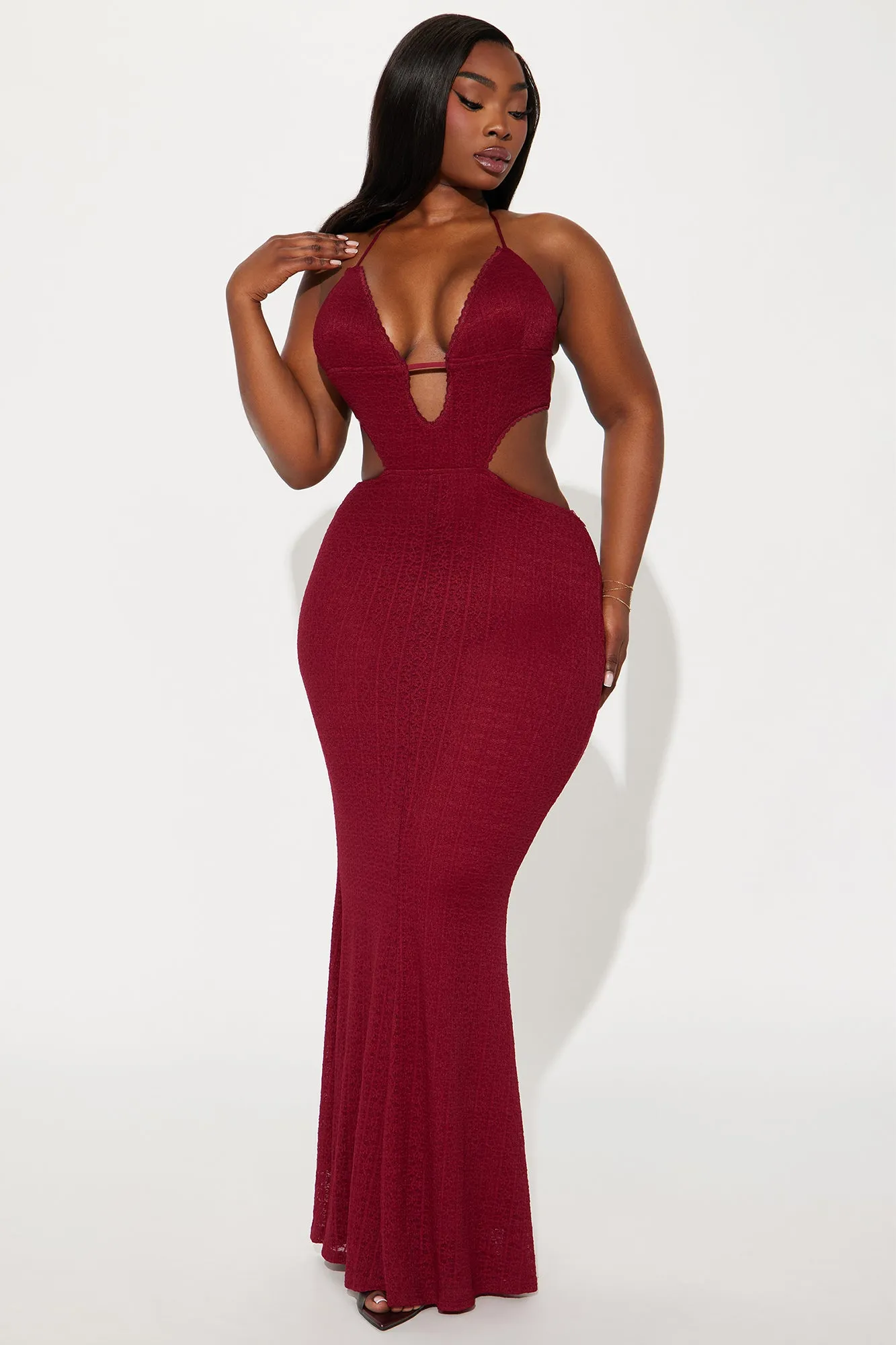 Rosie Lace Maxi Dress - Burgundy sold by Fashion Nova product image thumbnail 4