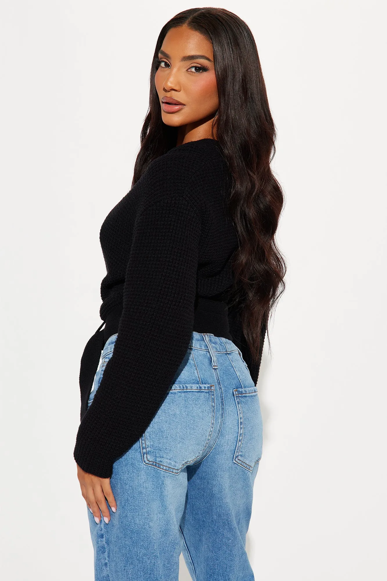 Falling In Love Surplice Sweater - Black sold by Fashion Nova product image thumbnail 3