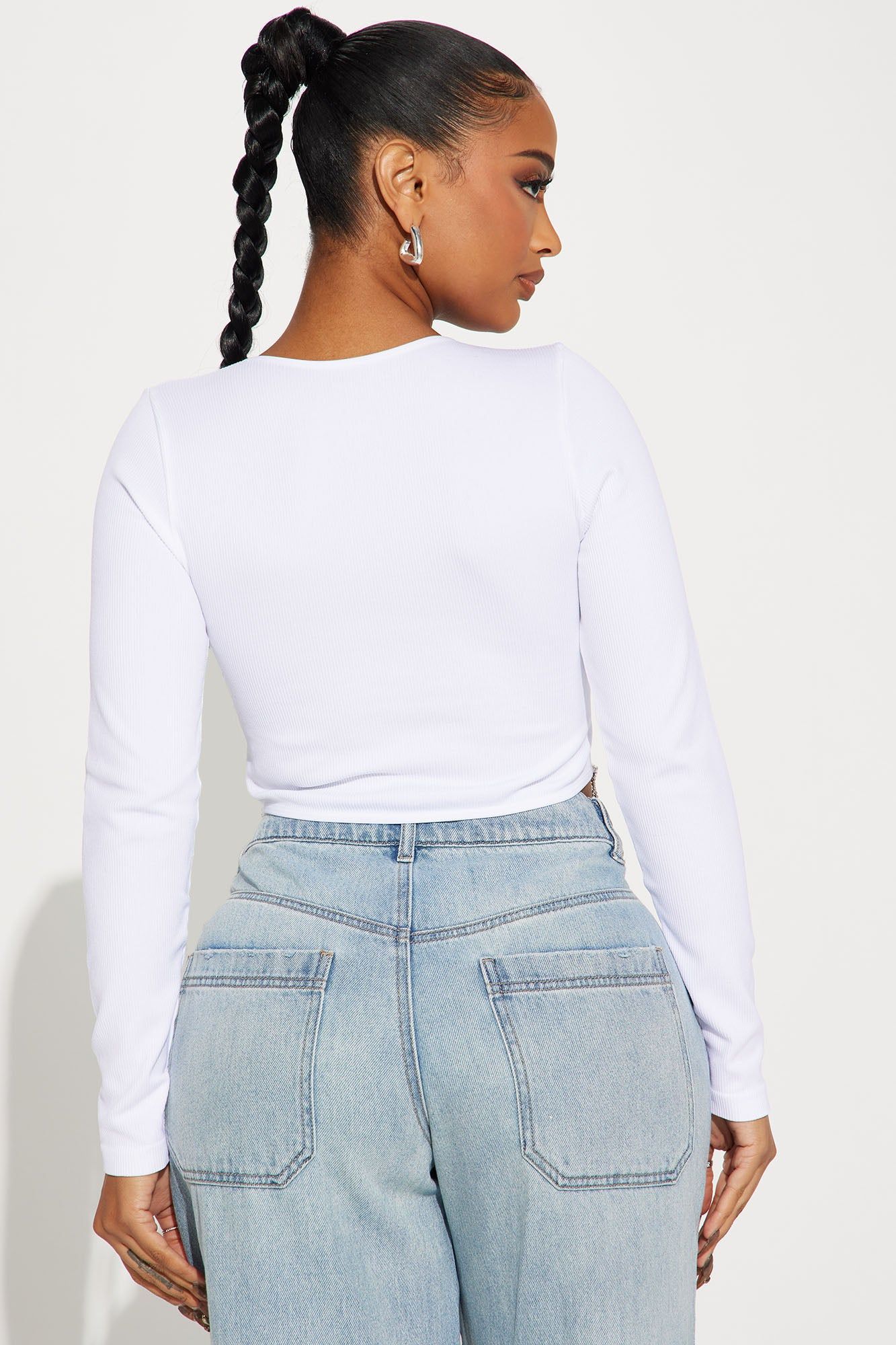 Rina Rhinestone Long Sleeve Top - White sold by Fashion Nova product image thumbnail 4