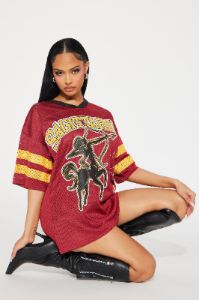 Sagittarius Love Jersey Top - Burgundy sold by Fashion Nova