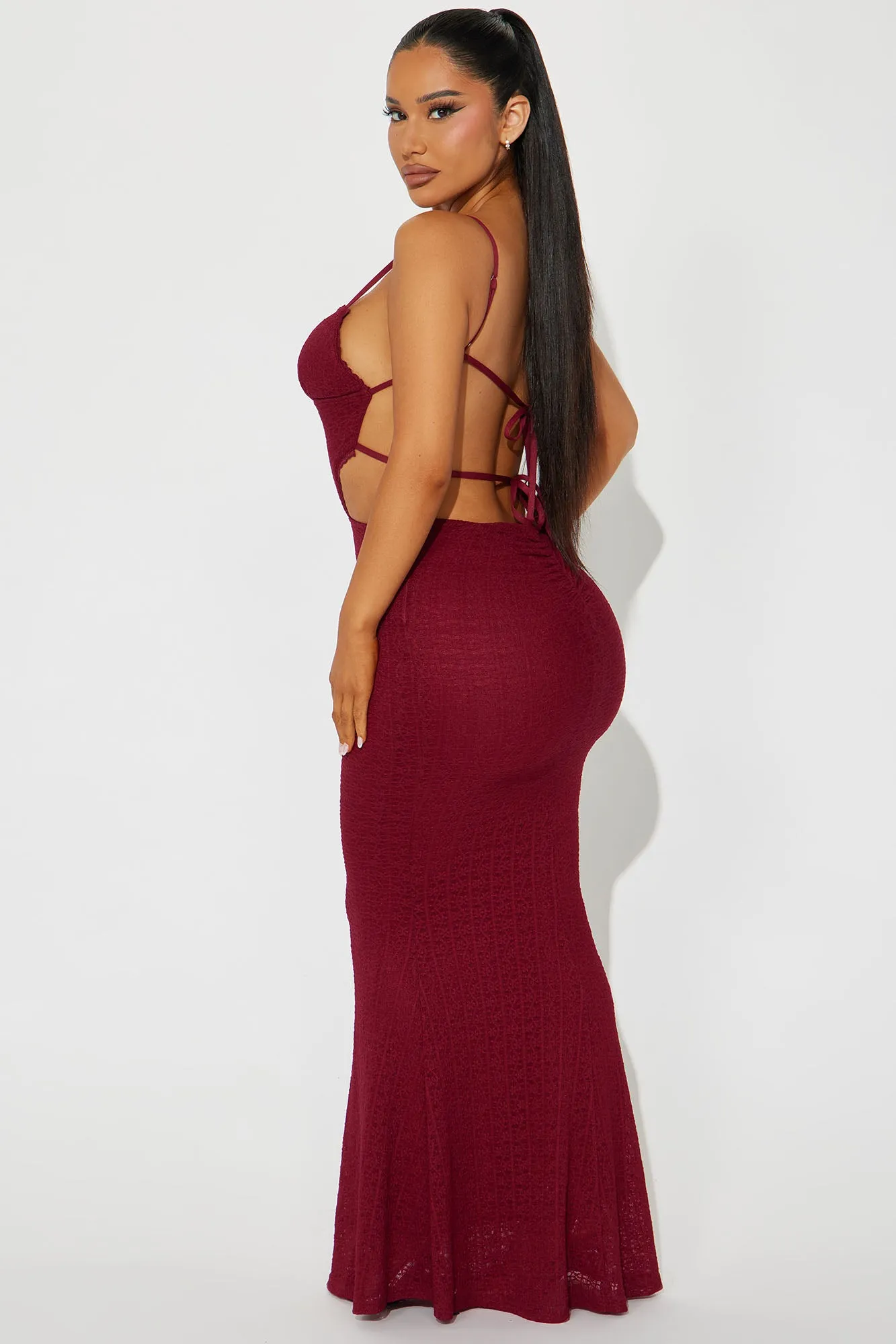 Rosie Lace Maxi Dress - Burgundy sold by Fashion Nova product image thumbnail 3