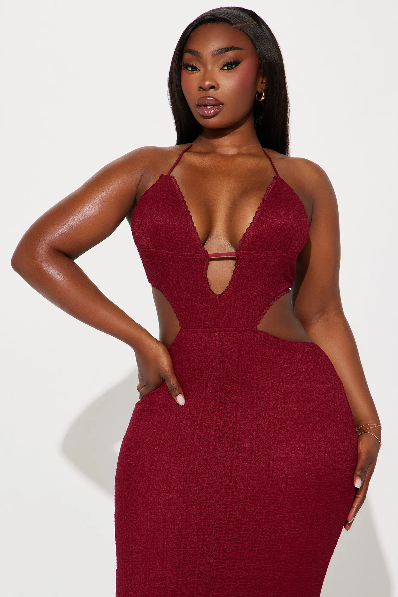 Rosie Lace Maxi Dress - Burgundy sold by Fashion Nova product image thumbnail 5