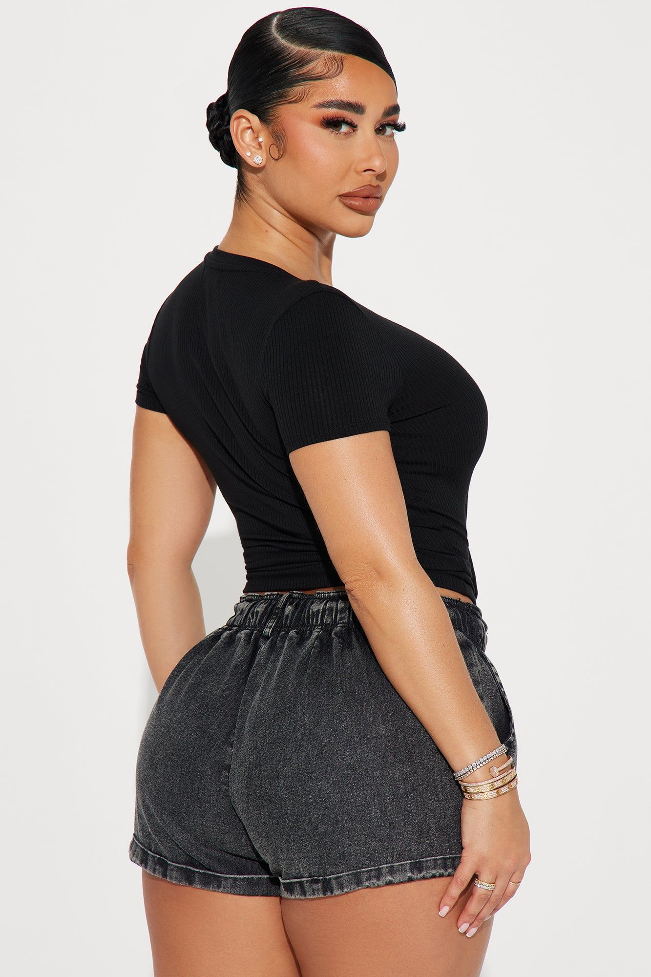 Natalie Ribbed Tee - Black sold by Fashion Nova product image thumbnail 3
