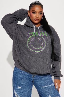Come As You Are Nirvana Hoodie - Charcoal sold by Fashion Nova