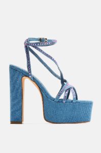 Just You And I Platform Heeled Sandals - Denim sold by Fashion Nova