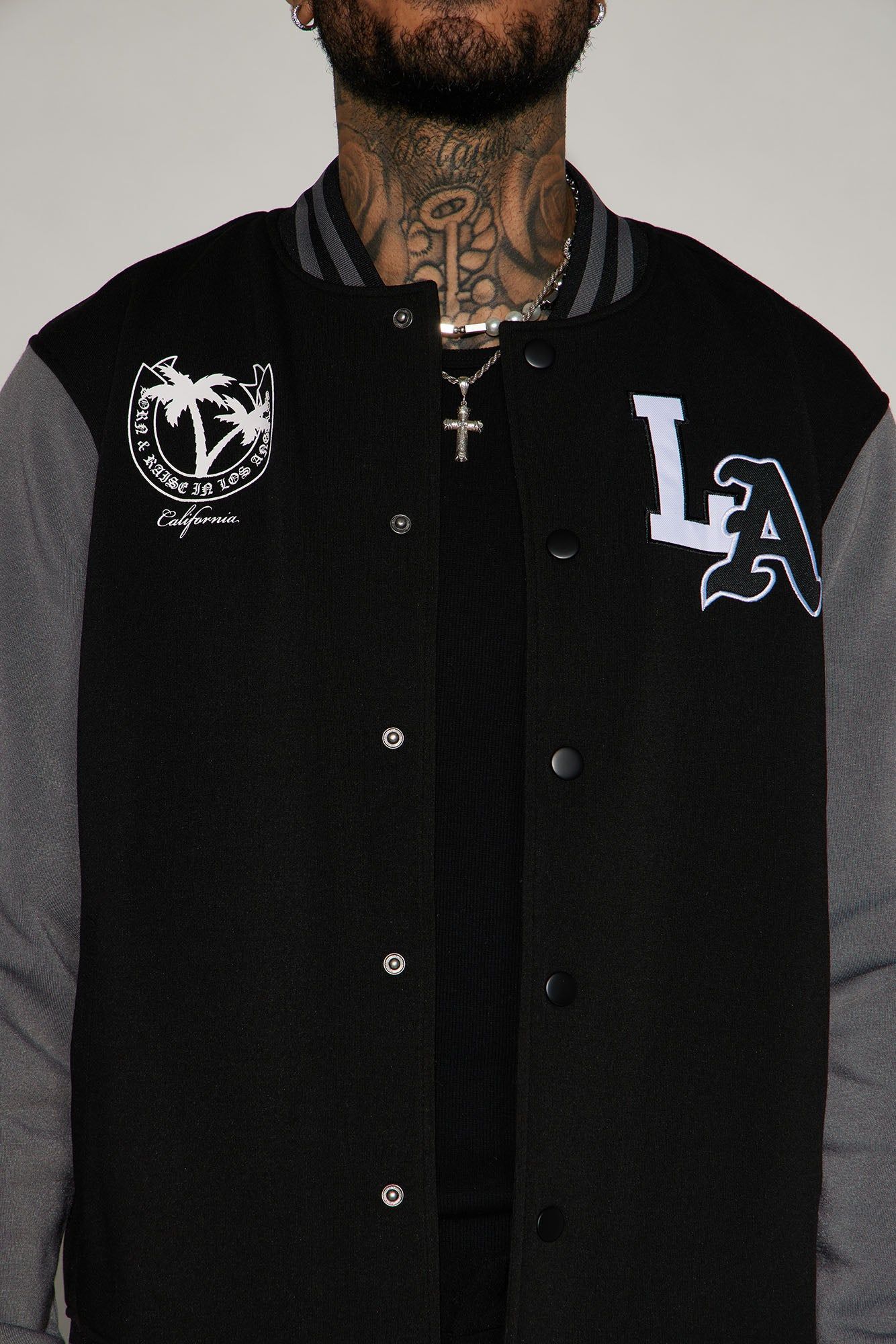 LA Palm Tree Varsity Jacket - Black sold by Fashion Nova product image thumbnail 3