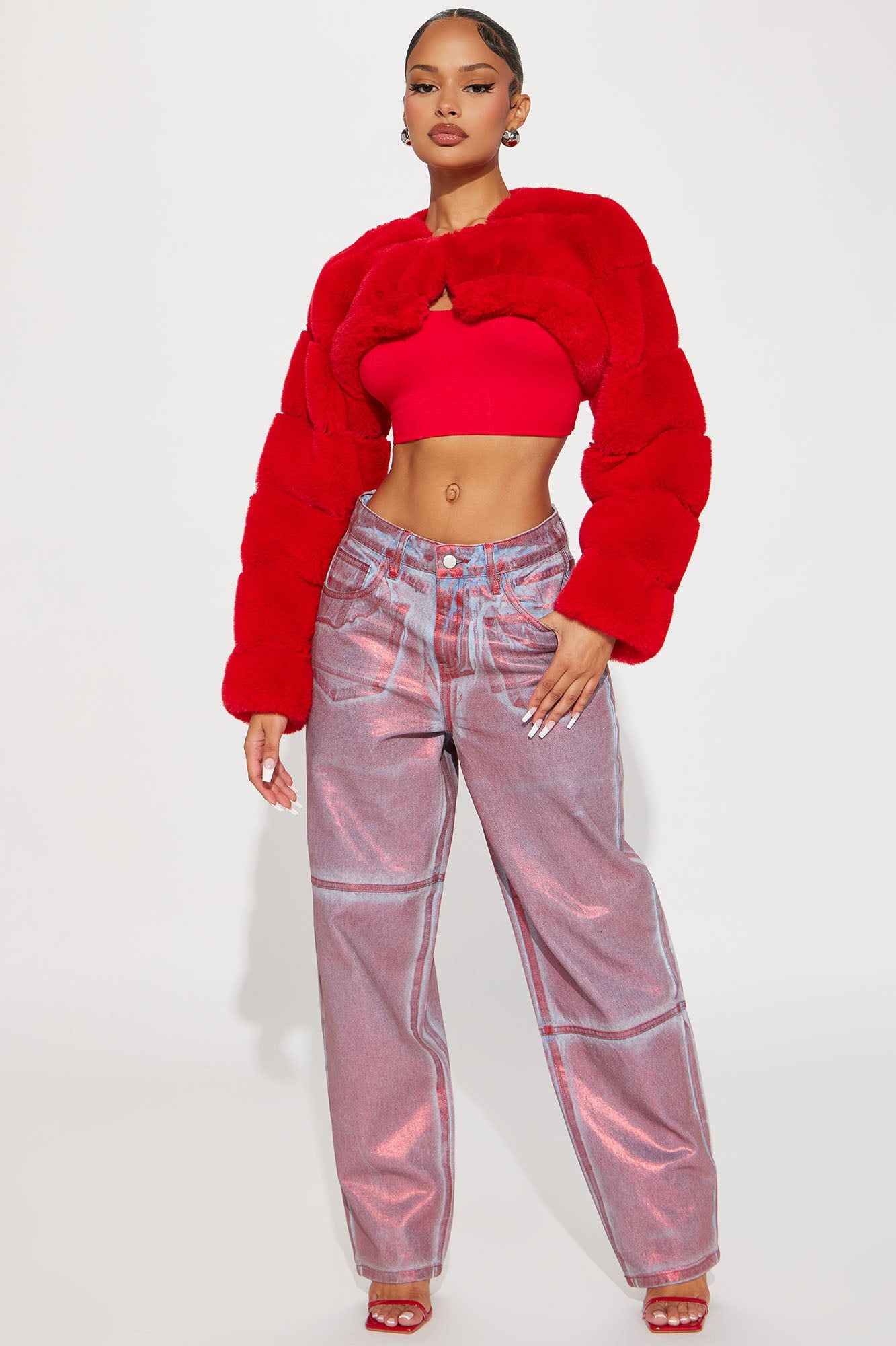 Emersyn Faux Fur Bolero - Red sold by Fashion Nova product image thumbnail 2