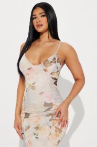 Love Letters Mesh Maxi Dress - White/combo sold by Fashion Nova