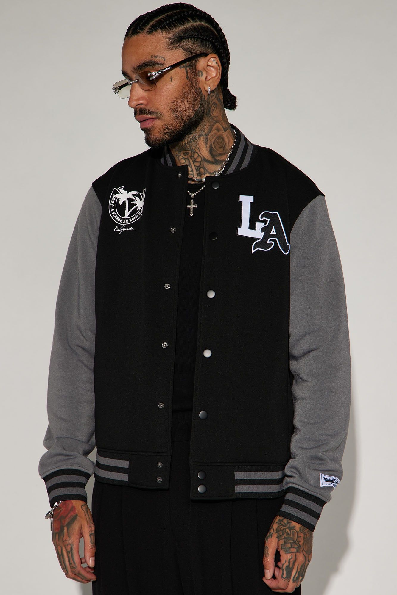 LA Palm Tree Varsity Jacket - Black sold by Fashion Nova