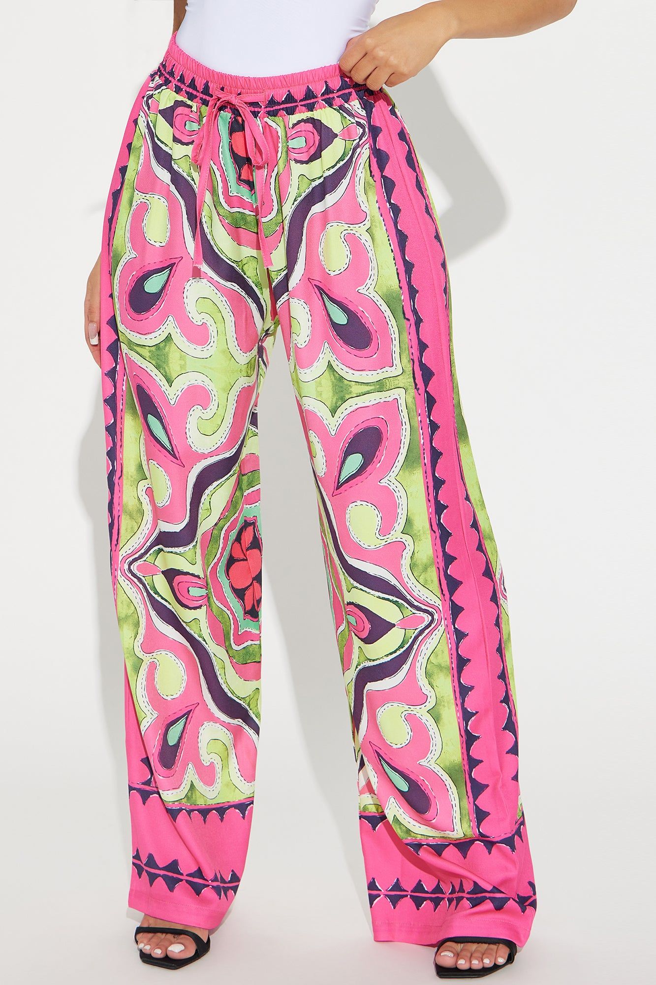 Meant To Be Satin Wide Leg Pant - Fuchsia/combo sold by Fashion Nova product image thumbnail 2