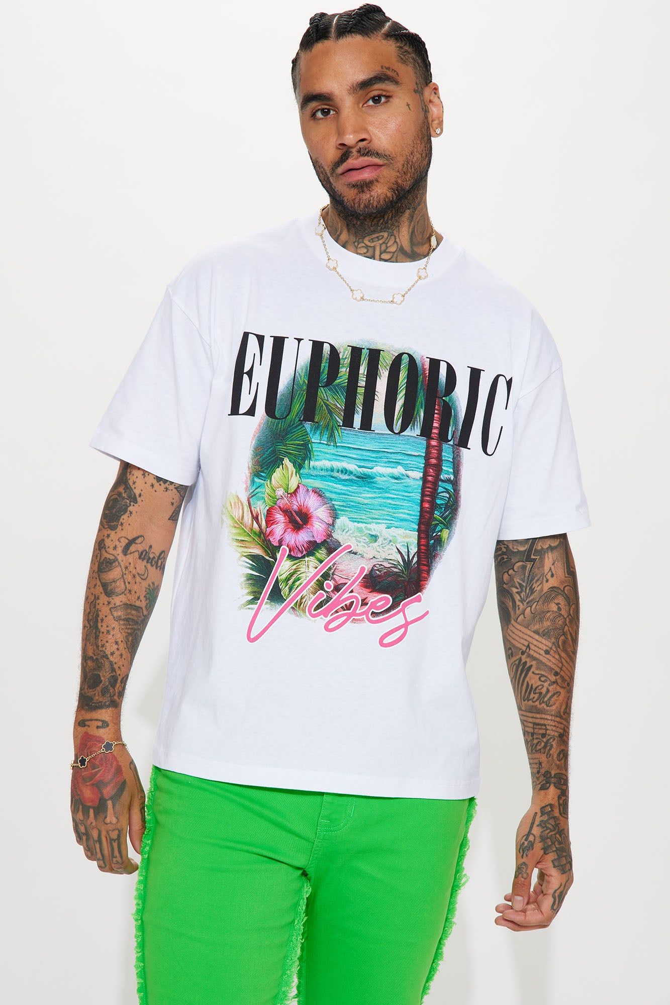Euphoric Vibes Short Sleeve Tee - White sold by Fashion Nova
