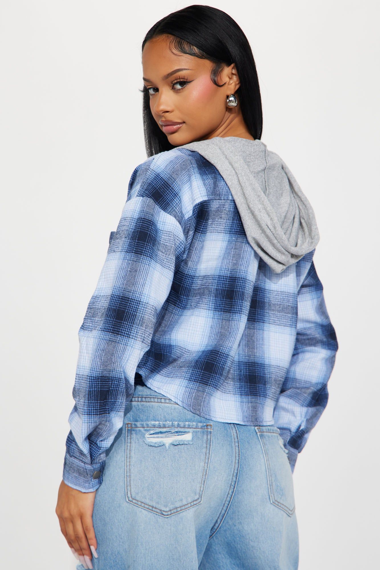 Fearless Cropped Plaid Shirt - Blue/combo sold by Fashion Nova product image thumbnail 3