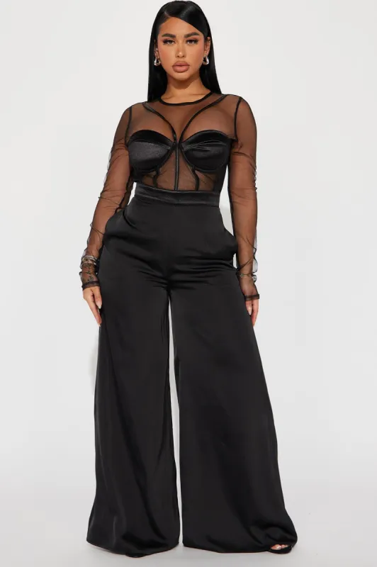 Break Free Satin Jumpsuit - Black sold by Fashion Nova