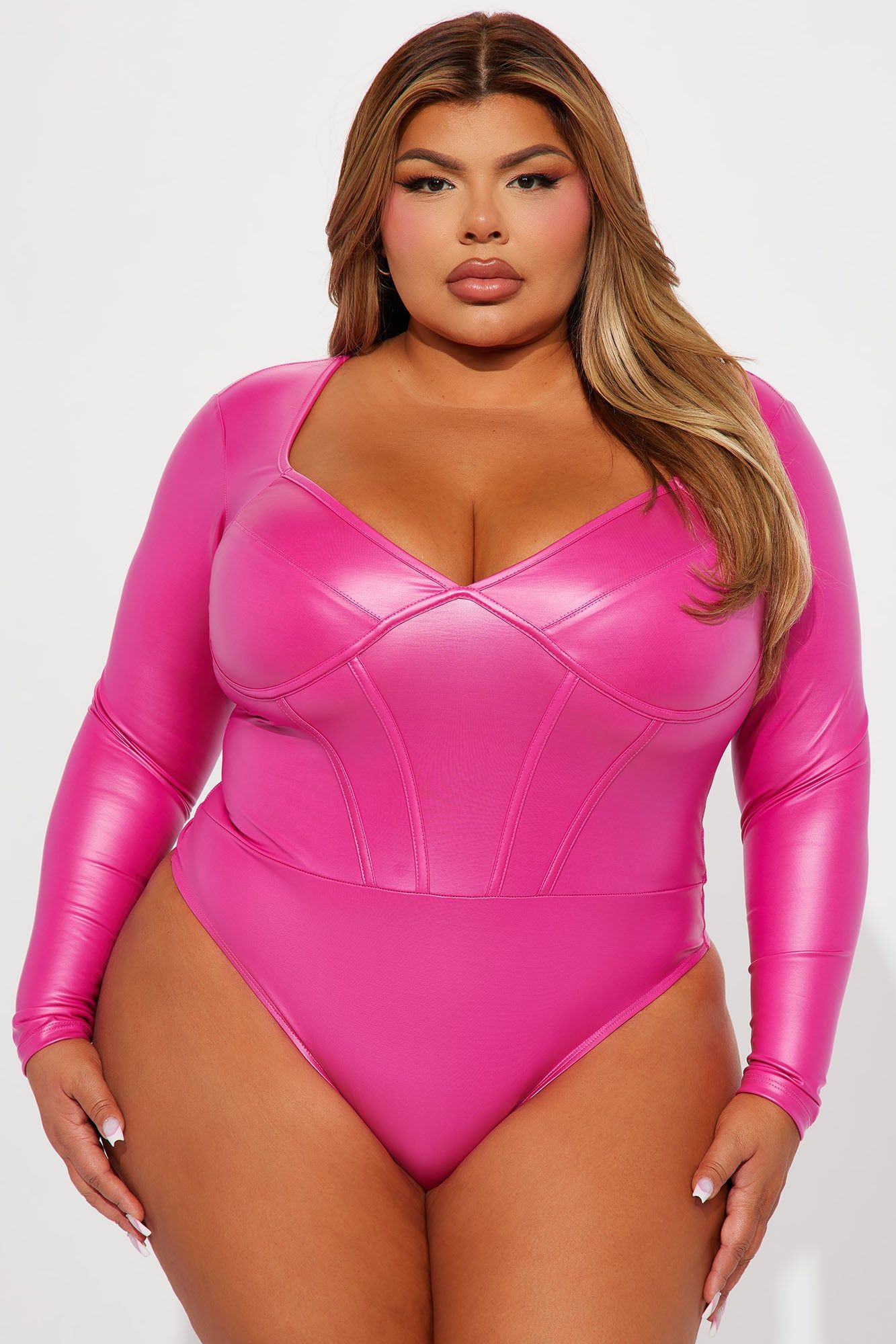 Something To Consider PU Bodysuit - Fuchsia sold by Fashion Nova product image thumbnail 5
