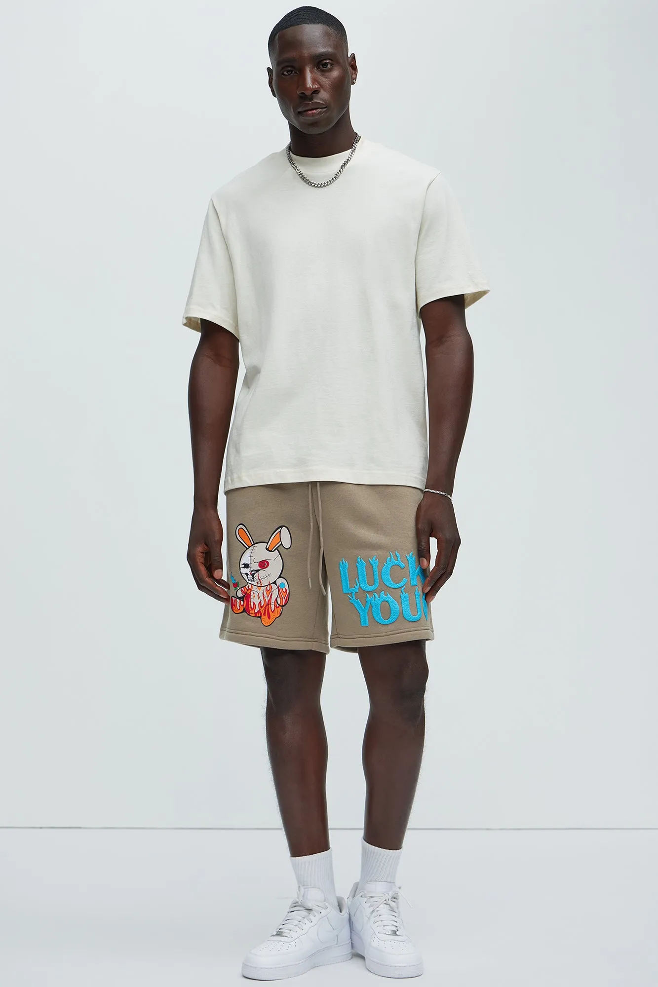 Luck You Pay Me Sweatshorts - Taupe sold by Fashion Nova product image thumbnail 2