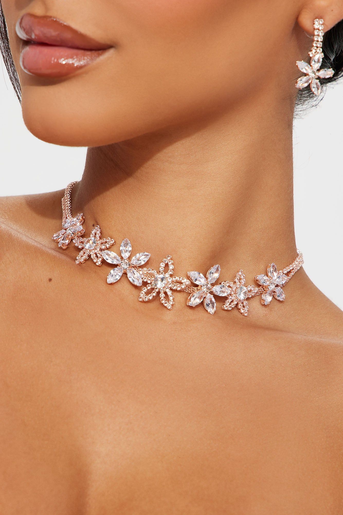 Sent Flowers Necklace and Earring Set - Rose Gold sold by Fashion Nova