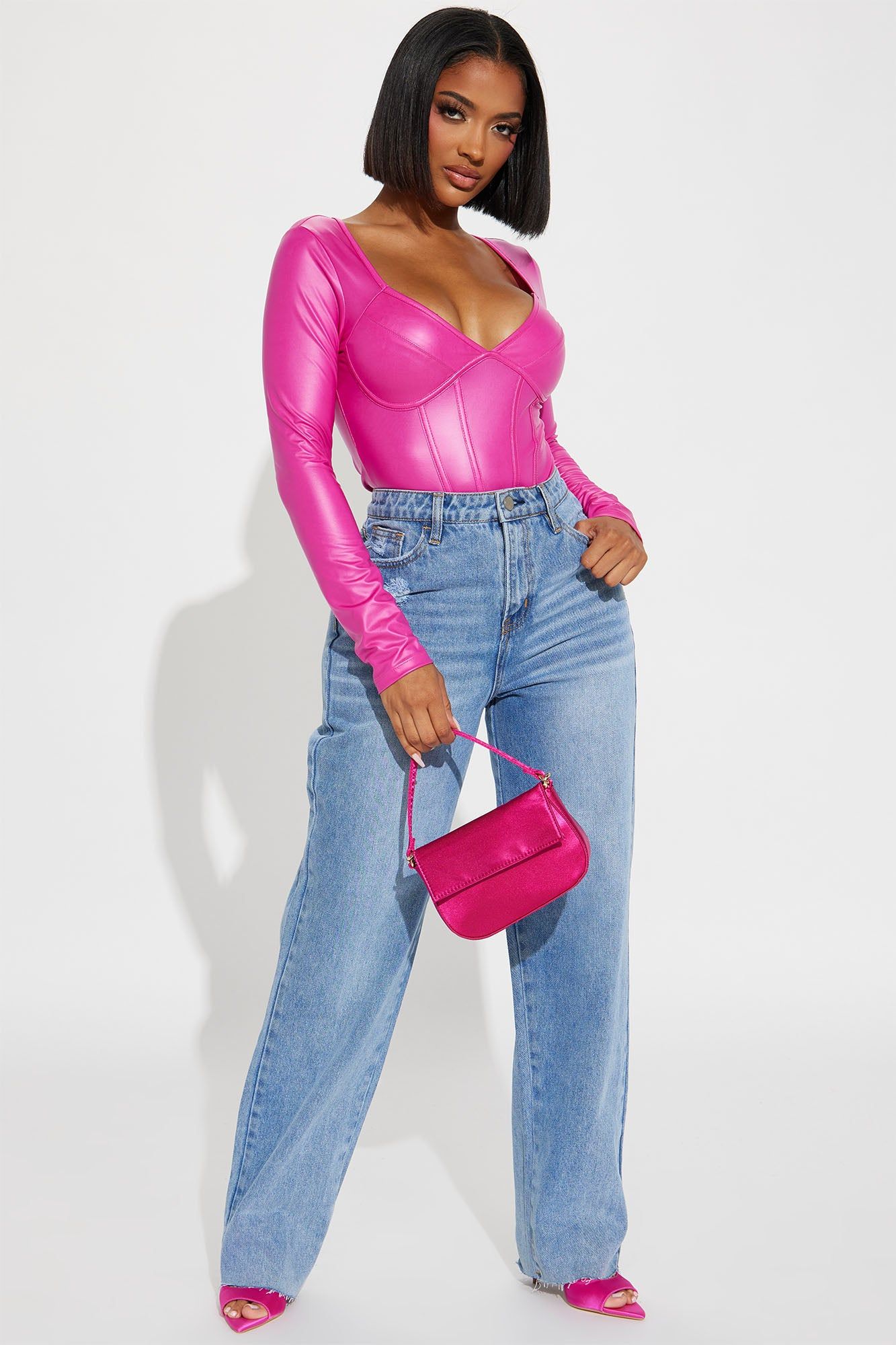 Something To Consider PU Bodysuit - Fuchsia sold by Fashion Nova product image thumbnail 2