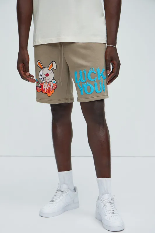 Luck You Pay Me Sweatshorts - Taupe sold by Fashion Nova