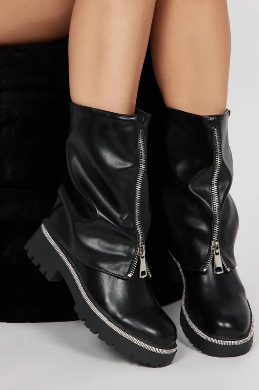 Emmy Flat Overlay Booties - Black sold by Fashion Nova