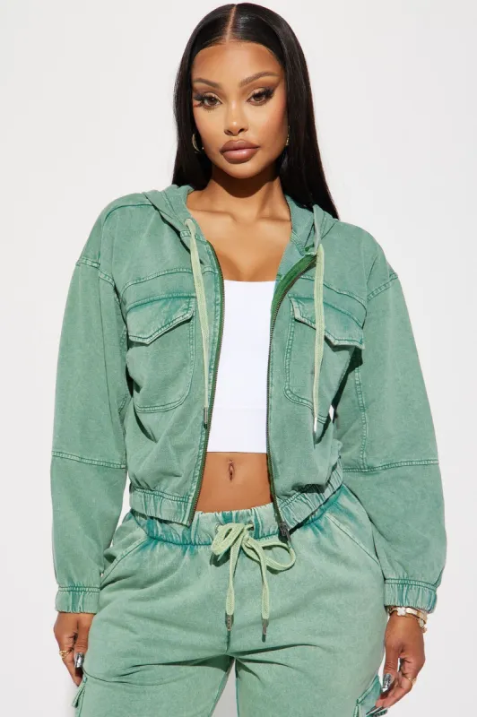 Fiona Fleece Lounge Jacket - Green sold by Fashion Nova