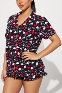 Love This Bed 3 Piece PJ Short Set - Red/Black sold by Fashion Nova